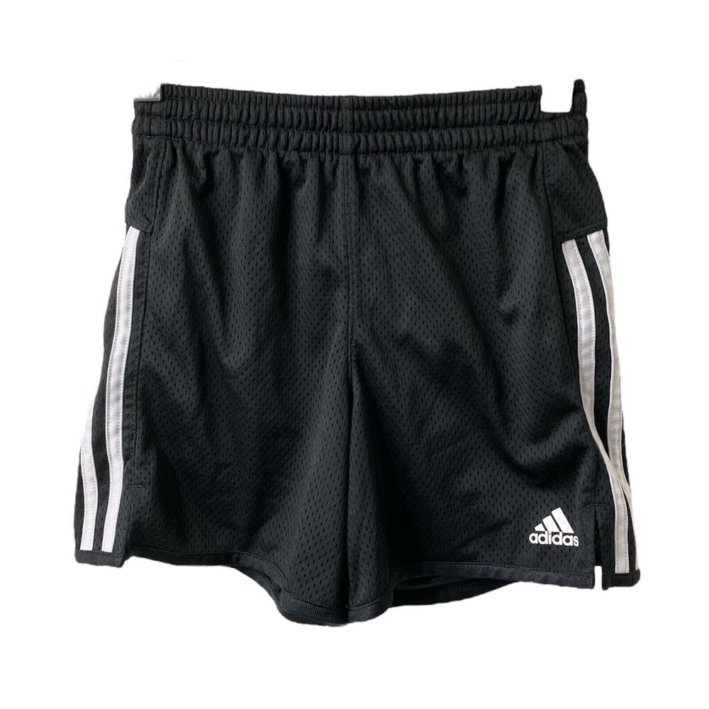 Boys Small Mesh Shorts Adidas Black and White Athletic Elastic Waist